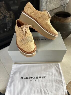 CLERGERIE BASEL Paille Naturel Raffia Loafer 36.5 6 1/2